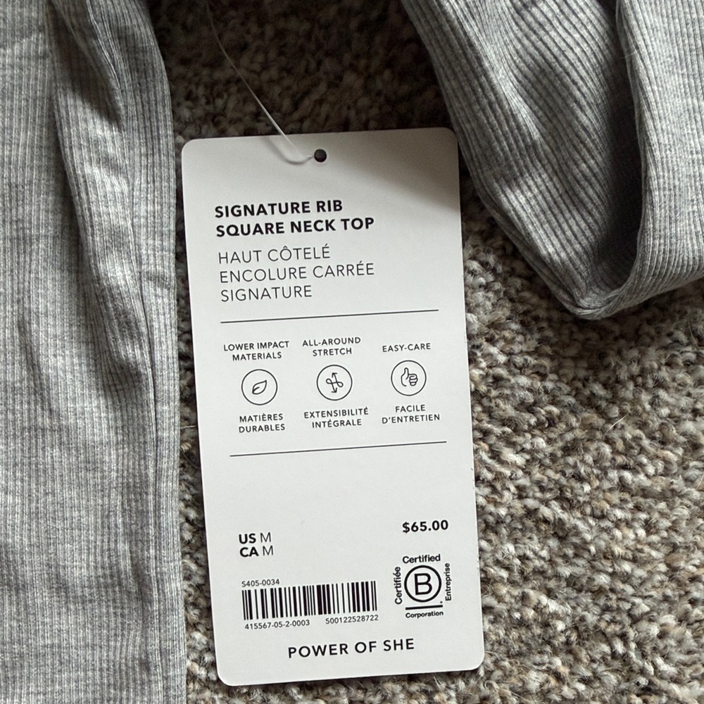 Athleta Signature Rib Square Neck Top M nwt - Picture 2 of 5